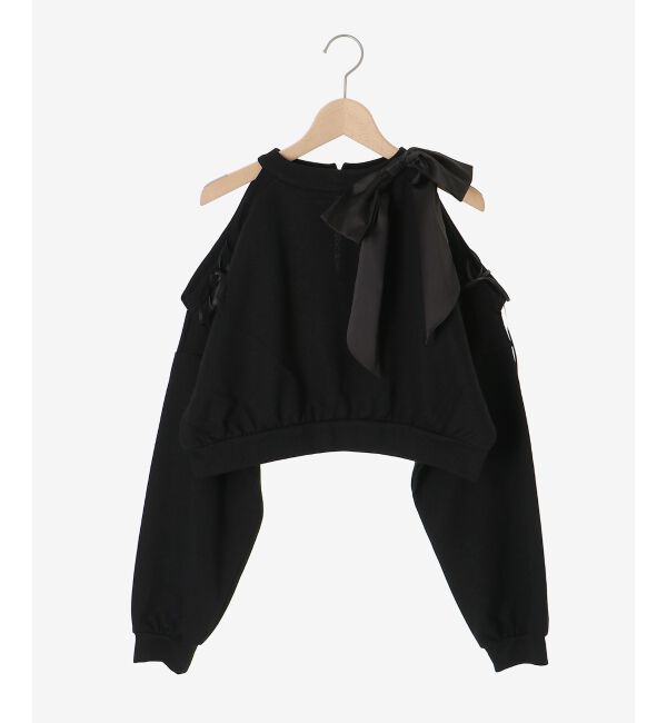  「オープンショルダーリボンスウェット」|スウェット・ジャージ|