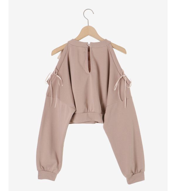  「オープンショルダーリボンスウェット」|スウェット・ジャージ|