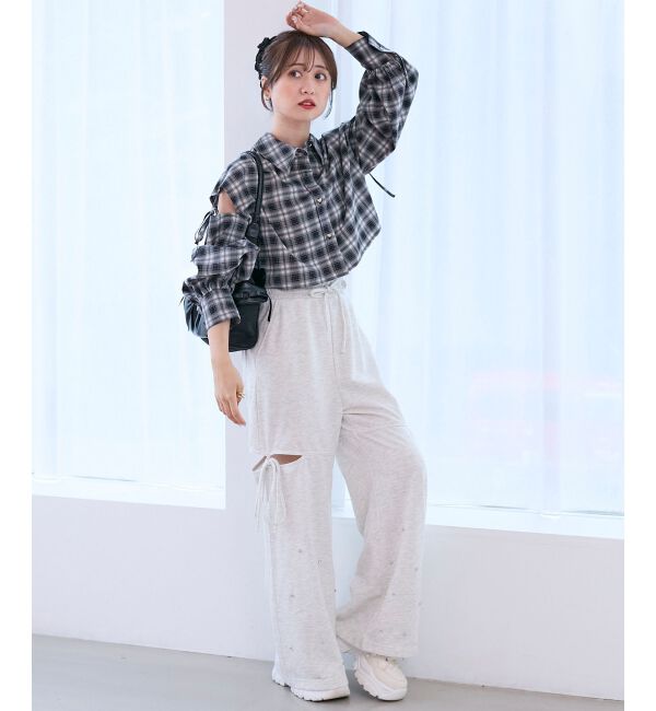  「スリット入りキラキラスウェットパンツ」|その他|