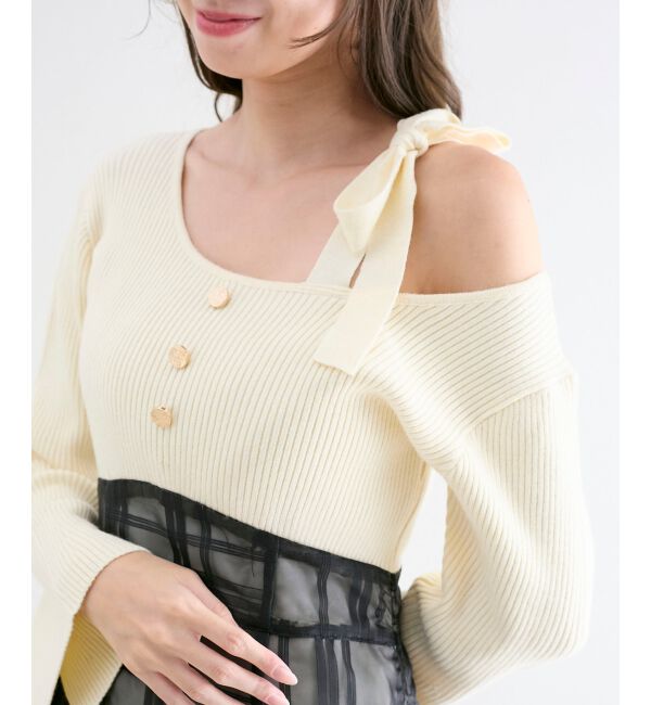  「ショルダーリボンコルセットミニワンピ」|ワンピース|