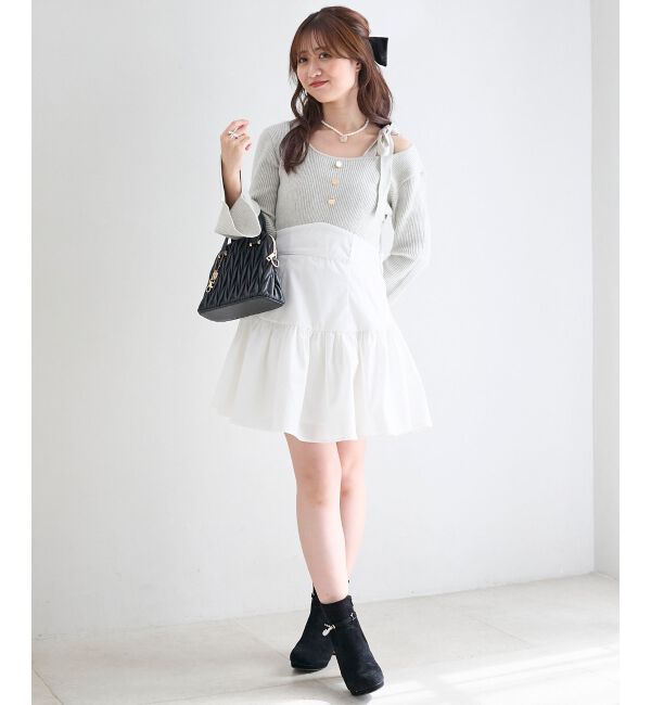  「ショルダーリボンコルセットミニワンピ」|ワンピース|