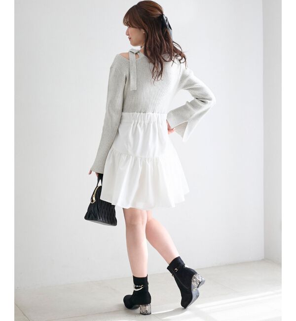  「ショルダーリボンコルセットミニワンピ」|ワンピース|