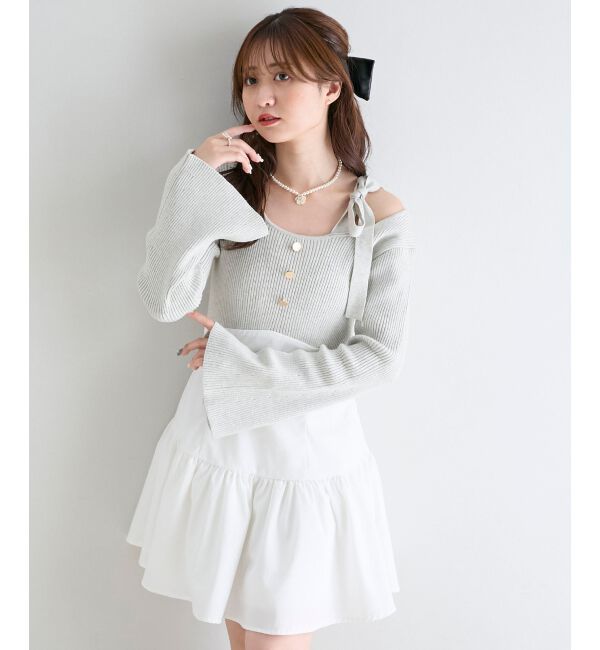  「ショルダーリボンコルセットミニワンピ」|ワンピース|