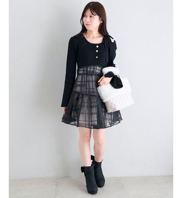  「ショルダーリボンコルセットミニワンピ」|ワンピース|