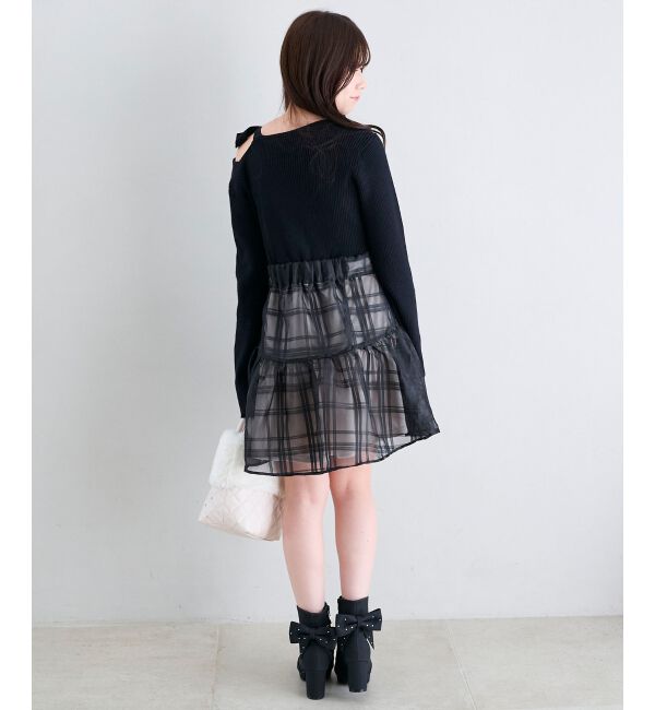  「ショルダーリボンコルセットミニワンピ」|ワンピース|