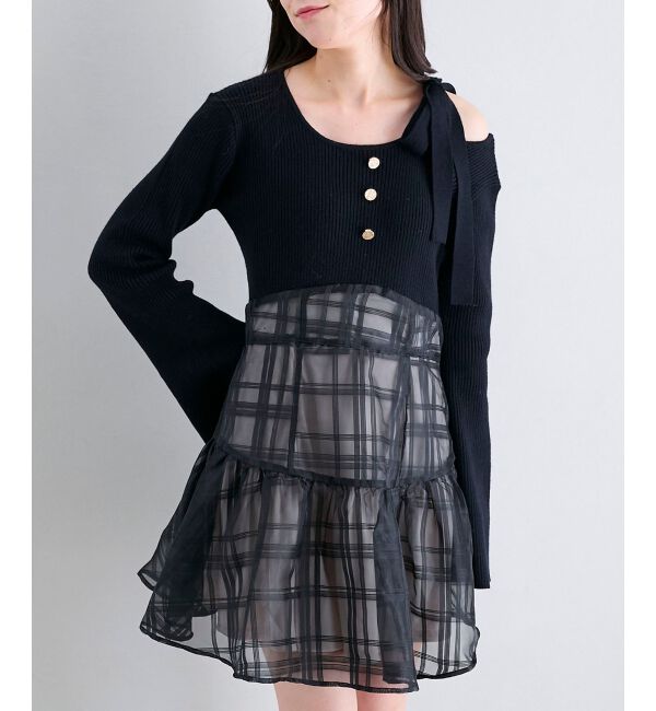  「ショルダーリボンコルセットミニワンピ」|ワンピース|