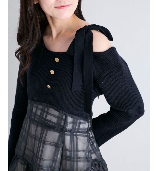  「ショルダーリボンコルセットミニワンピ」|ワンピース|