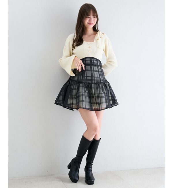  「ショルダーリボンコルセットミニワンピ」|ワンピース|