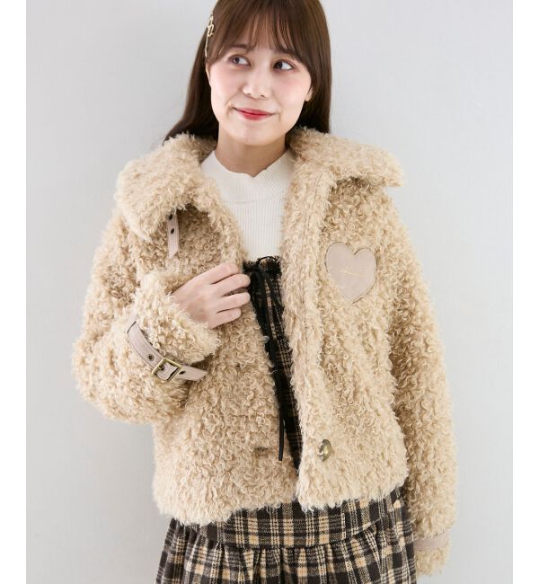  「ハートパッチふわふわブルゾン」|ブルゾン・スタジャン|