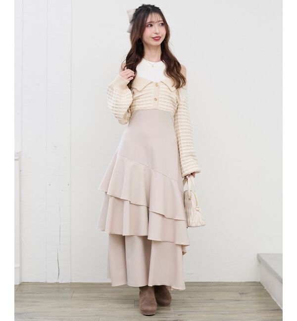  「ツイードニットドッキングワンピース」|ワンピース|