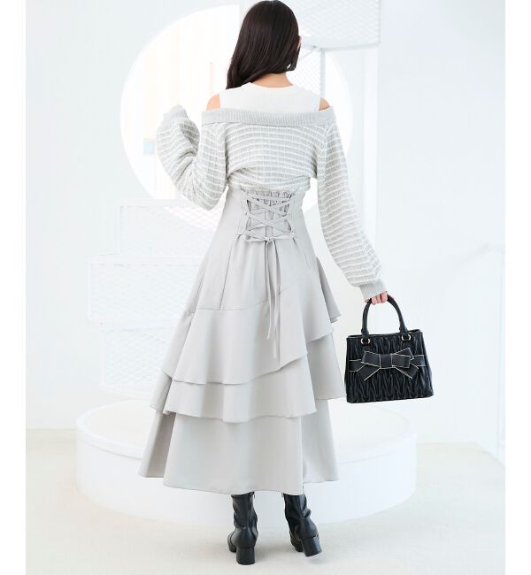  「ツイードニットドッキングワンピース」|ワンピース|