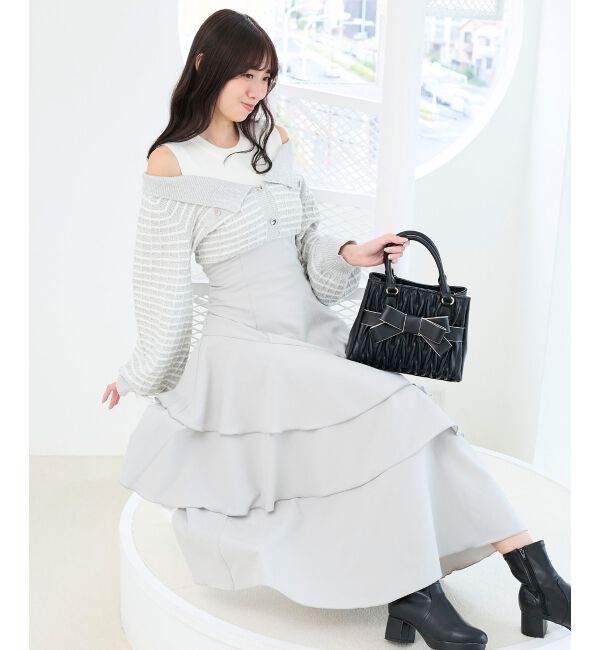  「ツイードニットドッキングワンピース」|ワンピース|