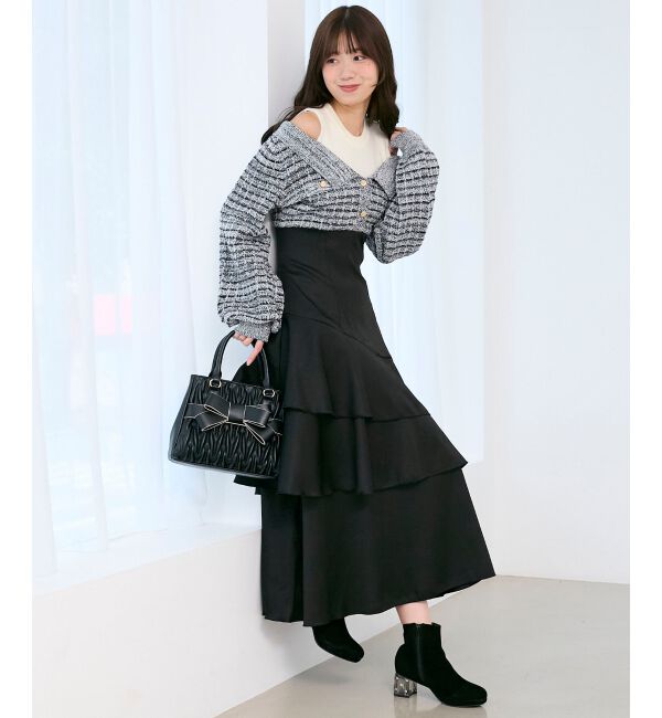  「ツイードニットドッキングワンピース」|ワンピース|