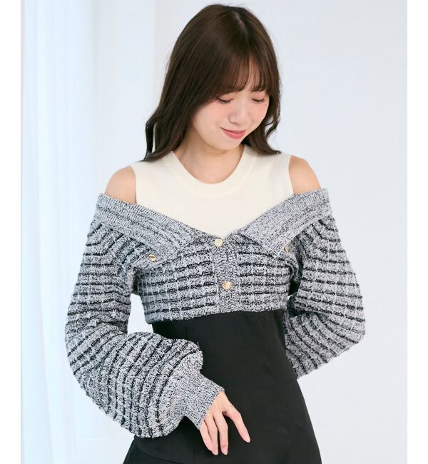  「ツイードニットドッキングワンピース」|ワンピース|