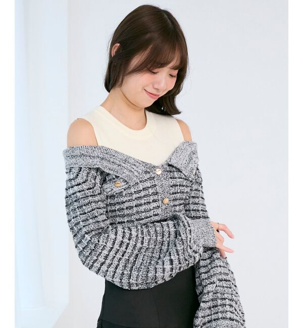  「ツイードニットドッキングワンピース」|ワンピース|