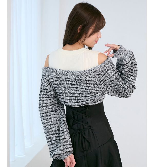  「ツイードニットドッキングワンピース」|ワンピース|