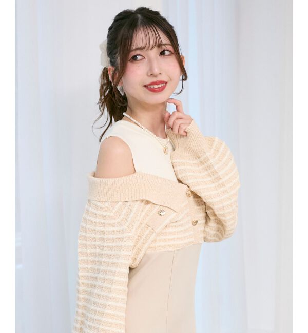  「ツイードニットドッキングワンピース」|ワンピース|