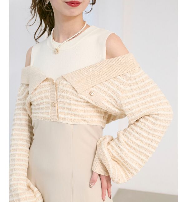  「ツイードニットドッキングワンピース」|ワンピース|