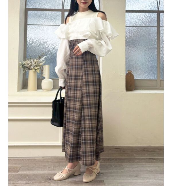  「ウエストきゅっとフリルワンピース」|ワンピース|