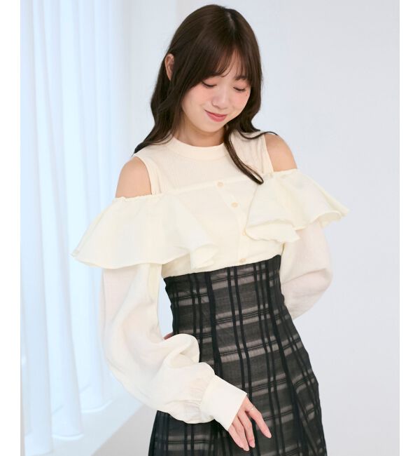  「ウエストきゅっとフリルワンピース」|ワンピース|