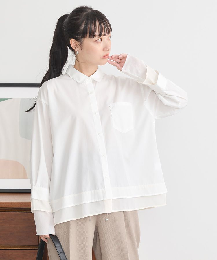 earth music&ecology「シフォン&times;チュールレイヤードシャツ」|シャツ・ブラウス|