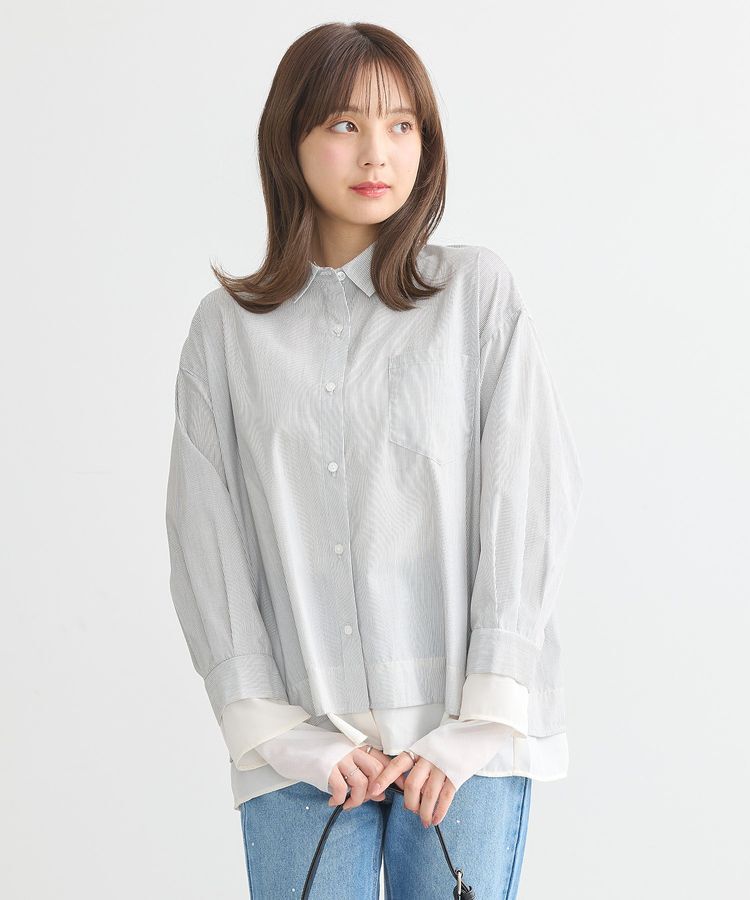 earth music&ecology「シフォン&times;チュールレイヤードシャツ」|シャツ・ブラウス|