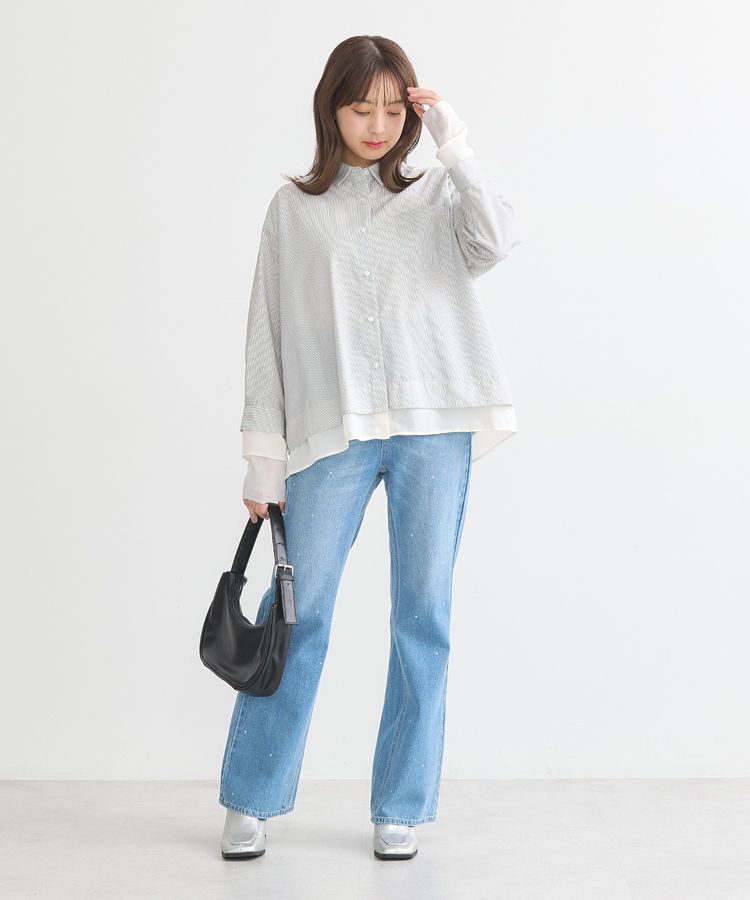 earth music&ecology「シフォン&times;チュールレイヤードシャツ」|シャツ・ブラウス|