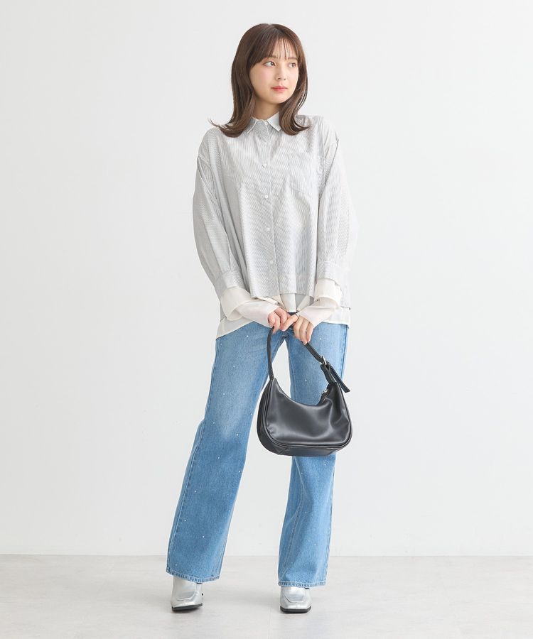 earth music&ecology「シフォン&times;チュールレイヤードシャツ」|シャツ・ブラウス|