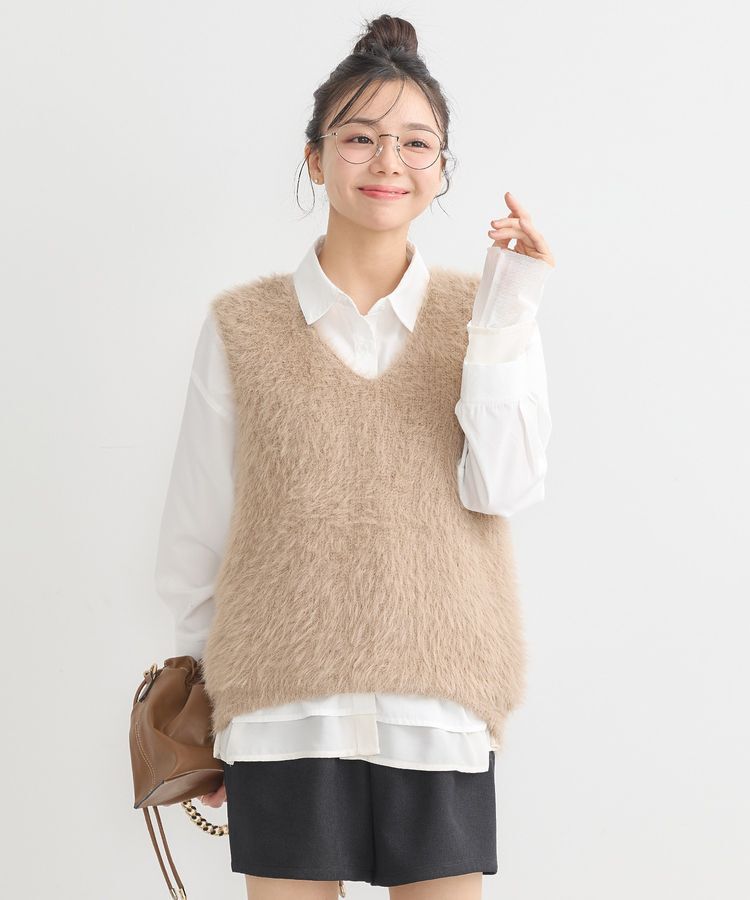 earth music&ecology「シフォン&times;チュールレイヤードシャツ」|シャツ・ブラウス|