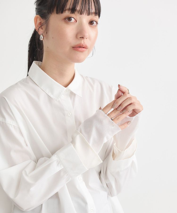 earth music&ecology「シフォン&times;チュールレイヤードシャツ」|シャツ・ブラウス|