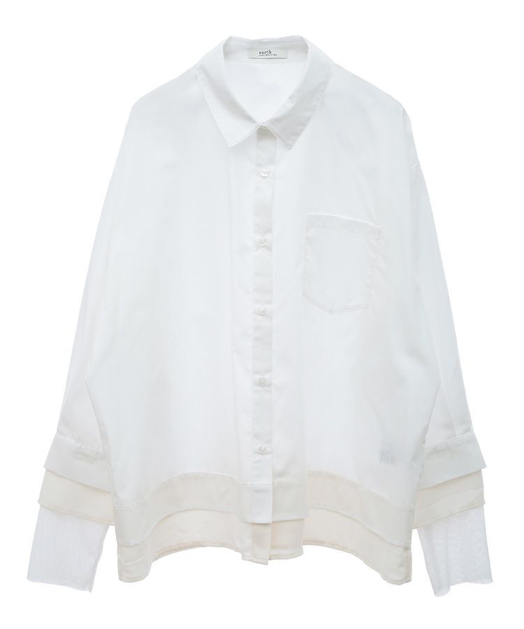 earth music&ecology「シフォン&times;チュールレイヤードシャツ」|シャツ・ブラウス|