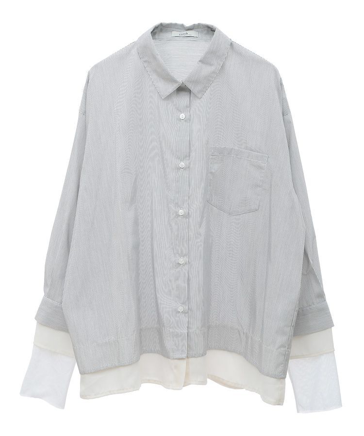 earth music&ecology「シフォン&times;チュールレイヤードシャツ」|シャツ・ブラウス|