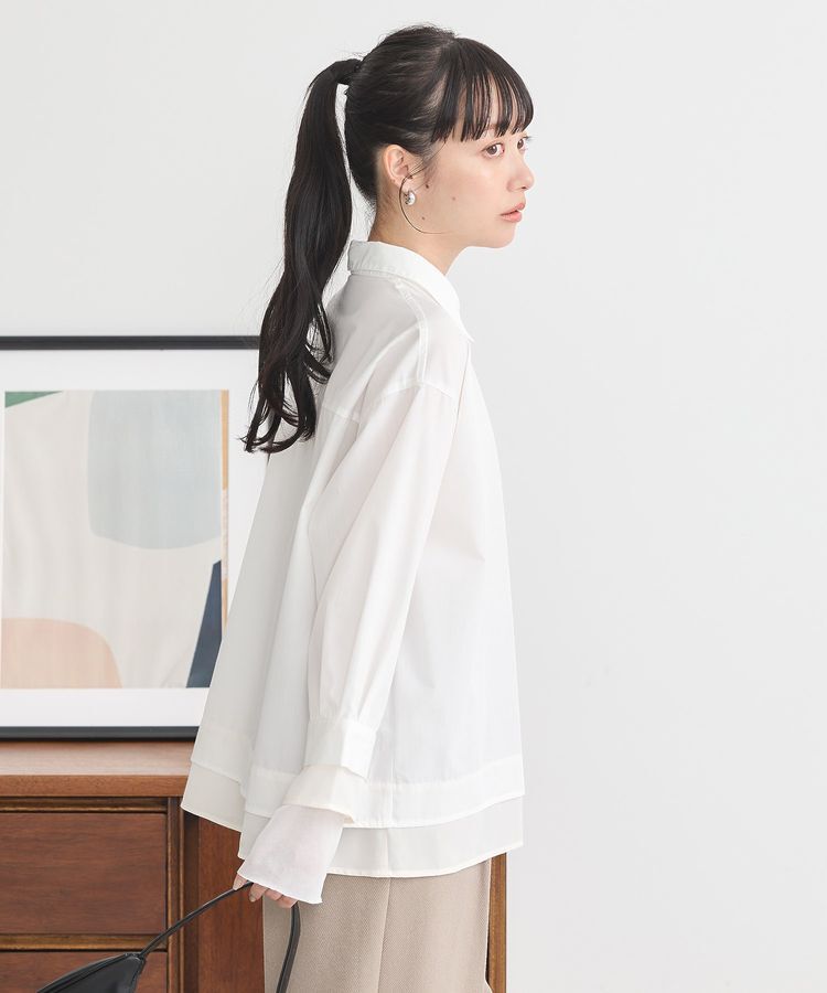 earth music&ecology「シフォン&times;チュールレイヤードシャツ」|シャツ・ブラウス|