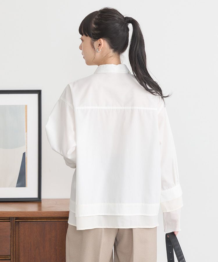 earth music&ecology「シフォン&times;チュールレイヤードシャツ」|シャツ・ブラウス|