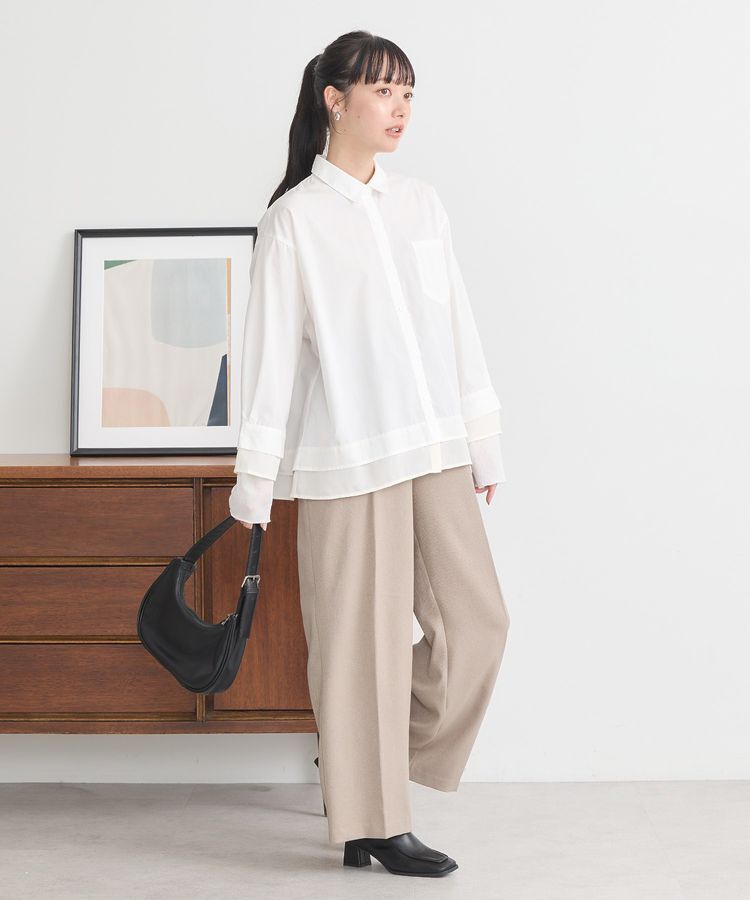 earth music&ecology「シフォン&times;チュールレイヤードシャツ」|シャツ・ブラウス|