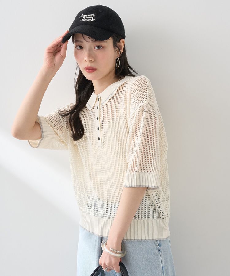 earth music&ecology「メッシュポロニットプルオーバー」|ニット・セーター|