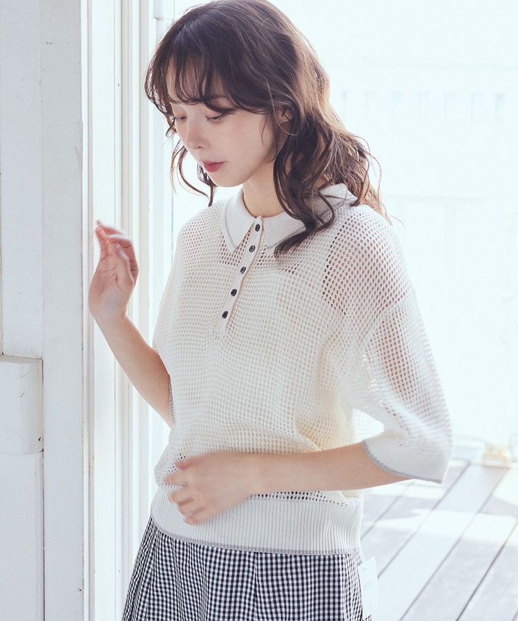 earth music&ecology「メッシュポロニットプルオーバー」|ニット・セーター|