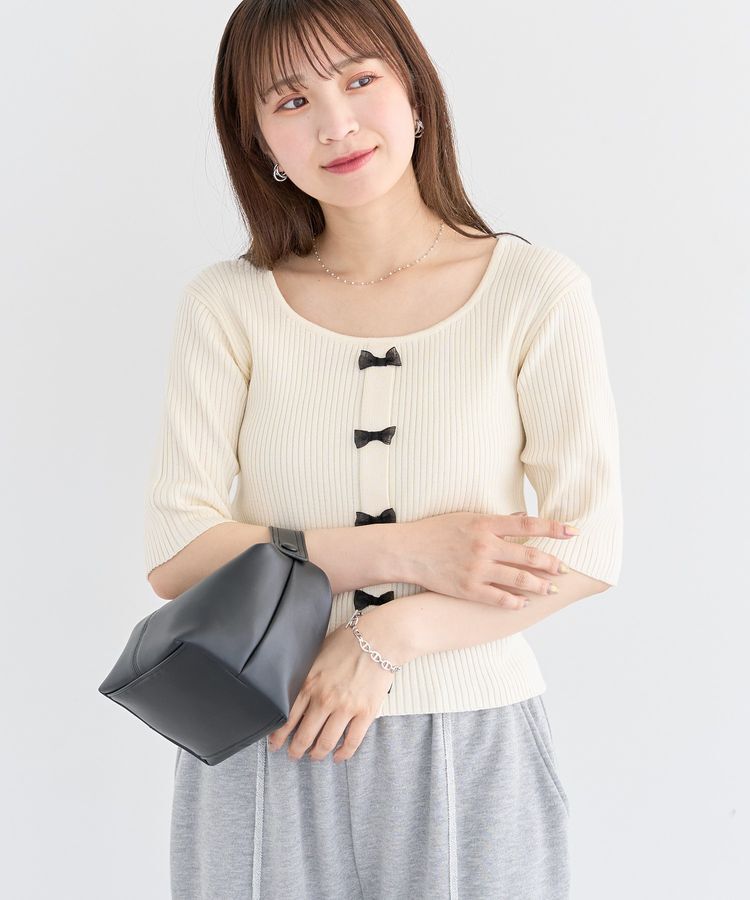 Green Parks「・swing by フロントリボンリブニット」|ニット・セーター|