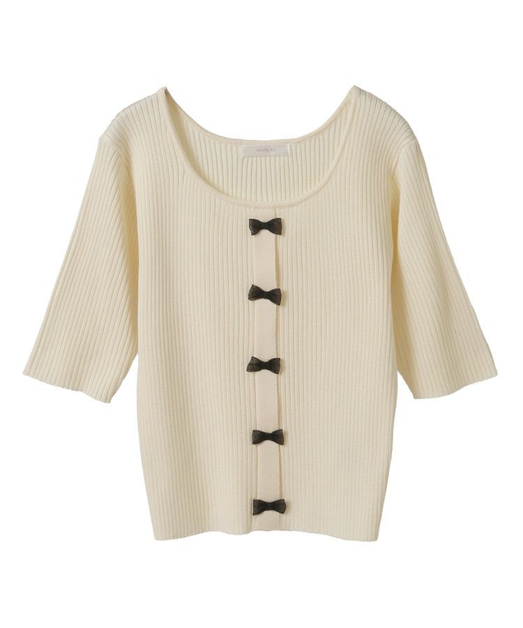 Green Parks「・swing by フロントリボンリブニット」|ニット・セーター|