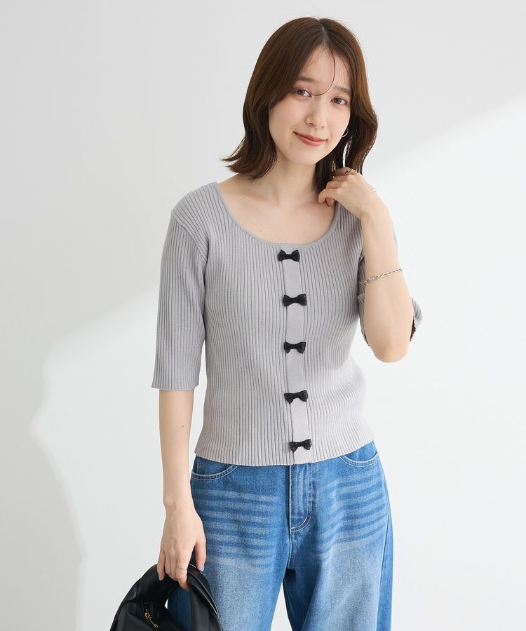 Green Parks「・swing by フロントリボンリブニット」|ニット・セーター|