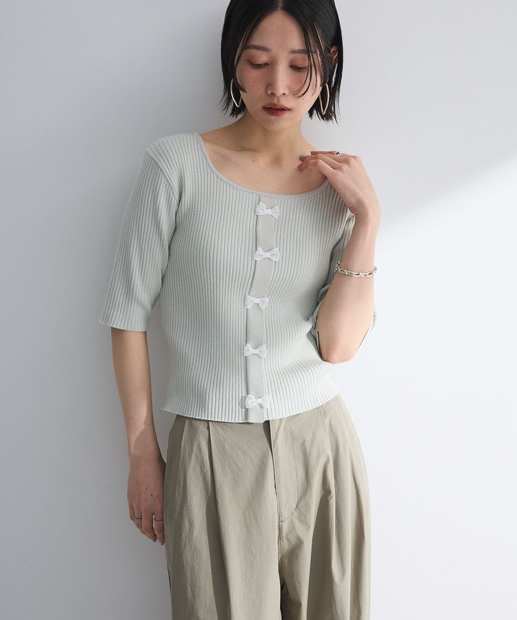 Green Parks「・swing by フロントリボンリブニット」|ニット・セーター|Mint