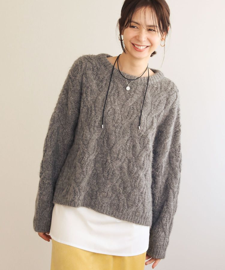 Green Parks「ふわふわケーブルニットプルオーバー」|ニット・セーター|Gray Mixture