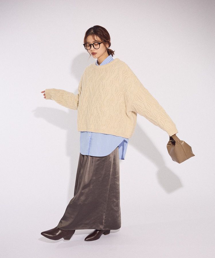 Green Parks「ふわふわケーブルニットプルオーバー」|ニット・セーター|