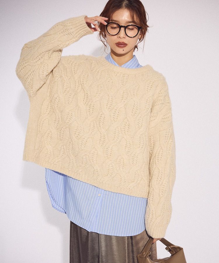 Green Parks「ふわふわケーブルニットプルオーバー」|ニット・セーター|