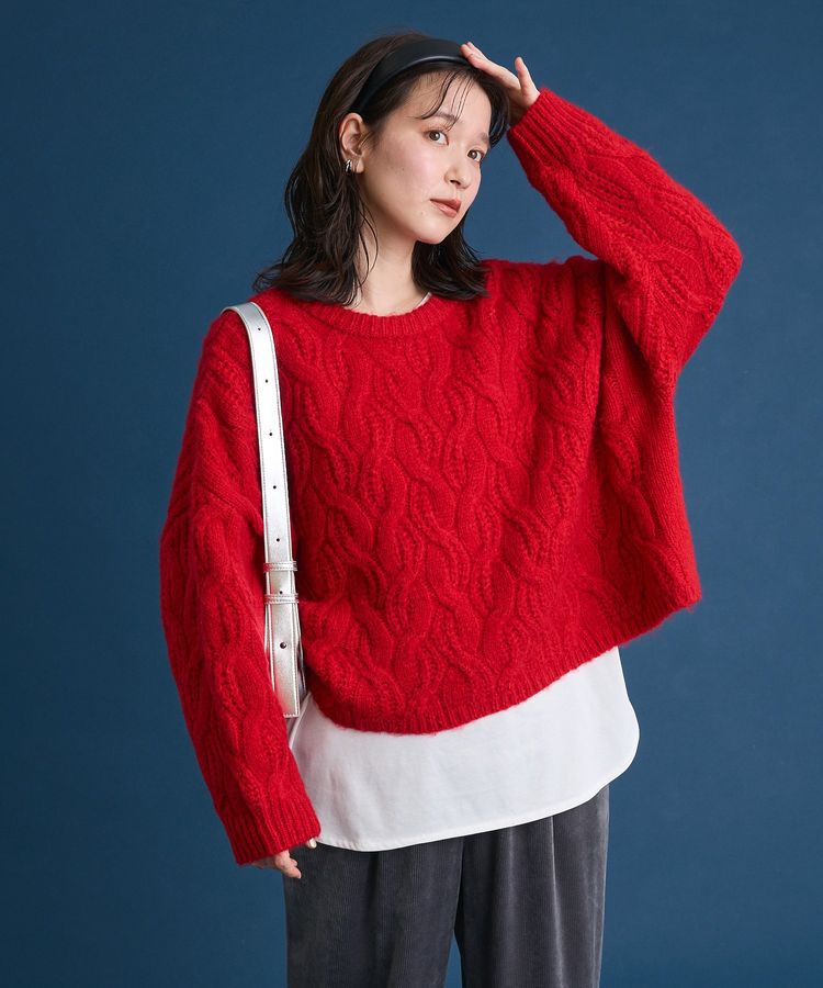 Green Parks「ふわふわケーブルニットプルオーバー」|ニット・セーター|