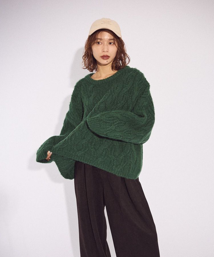 Green Parks「ふわふわケーブルニットプルオーバー」|ニット・セーター|Green