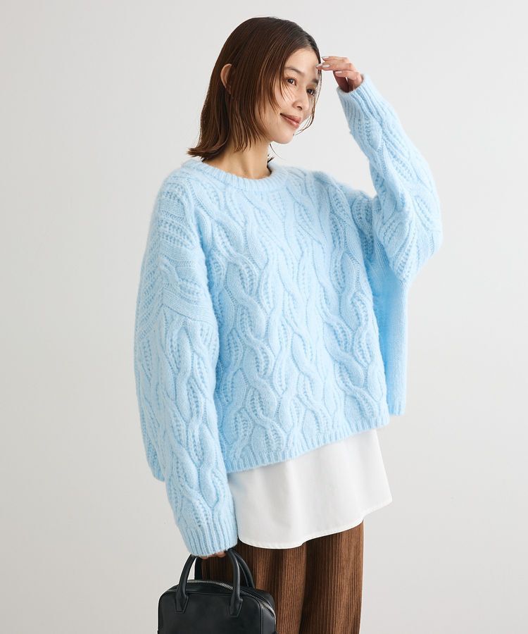 Green Parks「ふわふわケーブルニットプルオーバー」|ニット・セーター|Sax