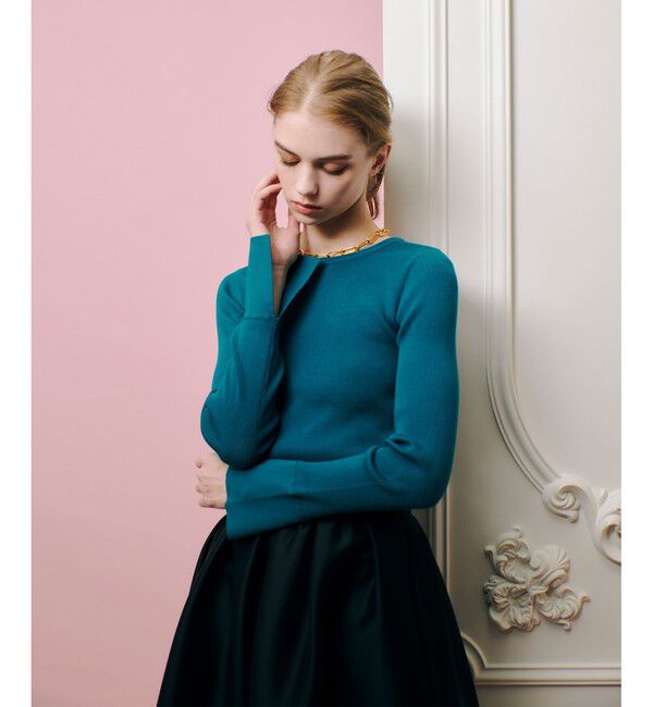 LOULOU WILLOUGHBY「【LOULOU WILLOUGHBY】2WAY RIB プルオーバー」|ニット・セーター|ブルーグリーン