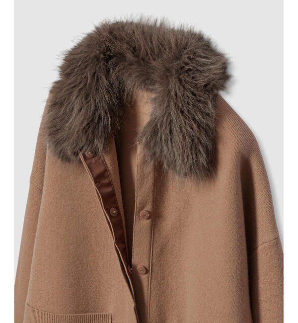 LOULOU WILLOUGHBY「【LOULOU WILLOUGHBY】ファー衿ニットショートコート」|ダッフルコート|