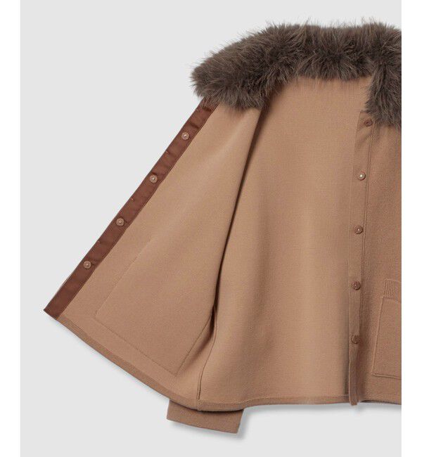 LOULOU WILLOUGHBY「【LOULOU WILLOUGHBY】ファー衿ニットショートコート」|ダッフルコート|